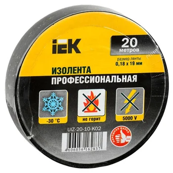 Изолента ПВХ 0.18х19мм черн. (рул.20м) IEK UIZ-20-10-K02 Изолента ПВХ 0.18х19мм черн. (рул.20м) IEK UIZ-20-10-K02